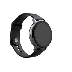 Stylish black smartwatch with sleek design and digital display on a wrist. isolated on transparent background