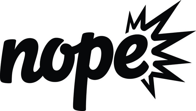 A bold and stylized logo featuring the word nope with an explosion graphic Vector