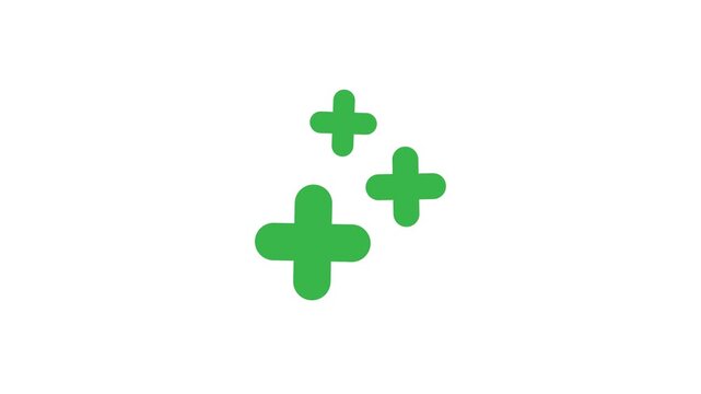 Animated Floating Green Plus Icons for Medical Health and Positive Expansion Concept