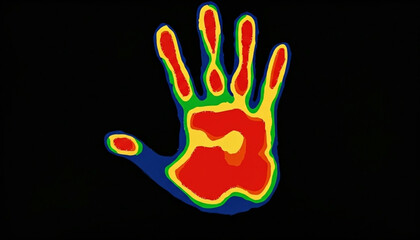Infrared Thermal Handprint Heat Map Visualization