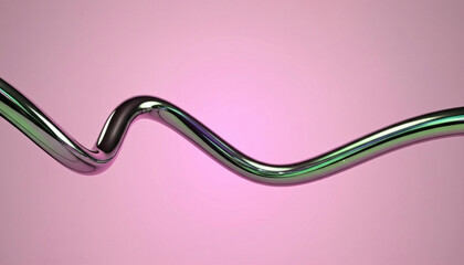 Abstract Metallic Twisted Tube on Pink Gradient Background