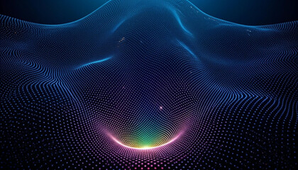 Vibrant 3D Grid Surface with Colorful Gradient Waves