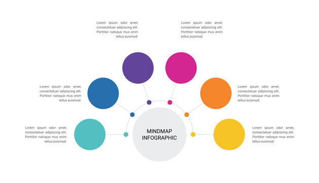 Mindmap Infographic Template with Six Steps or Options