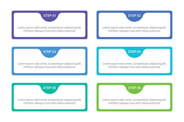 6 Steps Process Infographic Template. Modern Timeline Presentation Design.