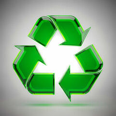 Obraz premium Green recycling symbol in modern design with transparent effect 