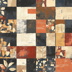 Tile or carpet pattern background with decorative, symmetrical elements. Ideal for wallpaper, textiles, or digital design projects.