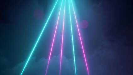 Vertical Teal and Pink Neon Energy Beams Futuristic Background