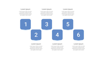 Business Process Infographic Template With Six Numbered Blue Squares