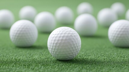 Conceptual Image Featuring Numerous White Golf Balls Placed Strategically on a Green Surface for Training Purposes