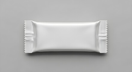 White Foil Snack Pack on Gray Background, Minimalist Packaging Design, Isolated Product Shot