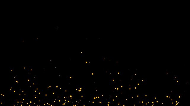 4k dust partical falling isolated black background. dust flying upwards loop video. gold dust overlay isolated on chroma key footage,