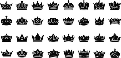 Collection of 25 unique crown silhouettes