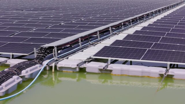 The main power cable installed with flexible cable conduit to Floating Solar PV System.