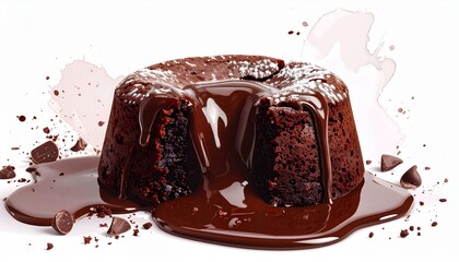 Decadent Chocolate Lava Cake with Molten Center and Chocolate Sauce.