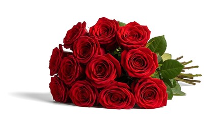 Bouquet of Red Roses on White Background flowers love