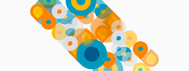 Obraz premium Abstract colorful circles overlap, creating dynamic composition. Shapes vary sizes, hues, forming interesting pattern.