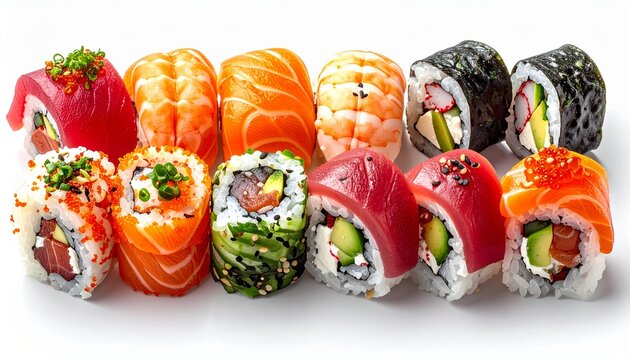 Delicious and Colorful Sushi Rolls - A Culinary Delight.