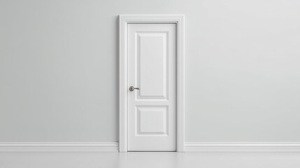Clean and Minimalist Interior Featuring a Fresh White Door Against a Bright White Wall