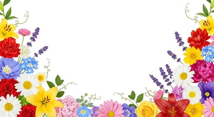 Colorful Floral Corner Arrangement With Copy Space