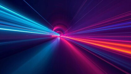Abstract Futuristic Speed Light Background with Cyan and Orange Streaks
