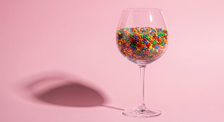 Wine Glass Filled with Candy Sprinkles