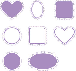 Decorative Purple Lace Frame Collection with Heart Circle and Square Shapes Vector