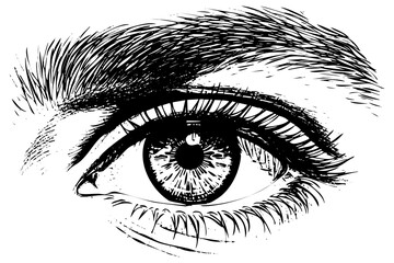 Obraz premium Intricate engraving art of a human eye with detailed shading and texture