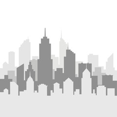Obraz premium Modern City Skyline Silhouette, Urban Landscape, Architectural Design, Monochrome