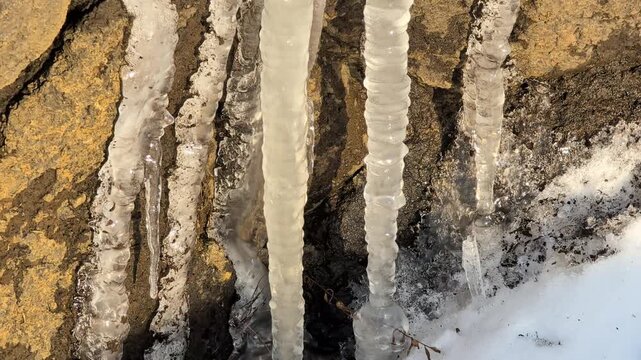 Close-up footage of icicles melting in sweden when spring starts coming. Video shot at 60fps. This clip is 23,976 slowmotion so you can decide how you want it.