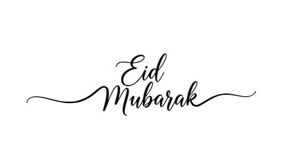 Monochrome Eid Mubarak calligraphy minimalist typography vector greeting card © SHAHADAT