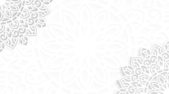 White Paper Cut Mandala Motion Graphic - Elegant Rotating Floral Background for Wedding and Ramadan	