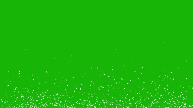 4K Real white gliter rain particle on green background 4k animation footage