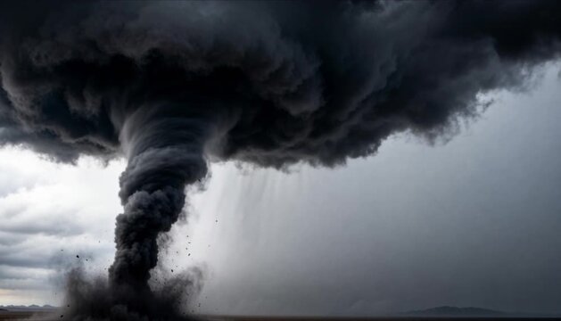 extreme macro of a clean tornado vortex formation within dark grey clouds for world meteorological day and fluid dynamics study concept