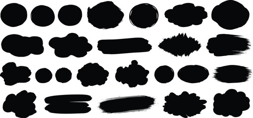 Fototapeta premium Collection of black brush strokes and shapes in various forms and sizes