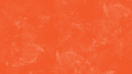 Fototapeta premium Orange textured background with distressed script patterns and scattered dots