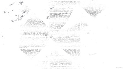 Faded grey text fragments on white background with abstract shapes and scattered dots texture grunge © AVADA
