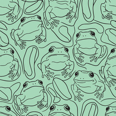 Fototapeta premium Seamless funny vector pattern with frogs design