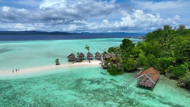Aerial View of a Tropical Island Paradise at Raja Ampat Islands, Indonesian archipelago, West Papua, Indonesia