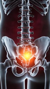 Detailed Human Skeleton with Focus on Pelvic Region and Spine