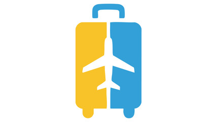 Obraz premium Icon of a suitcase with an airplane symbol representing travel or vacation