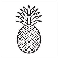 Fototapeta premium Full Pineapple Line Art Coloring Page – Fun Vector Illustration for Kids & Adults, Tropical Fruit Graphic Design & Icon Use