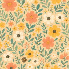 seamless floral pattern. Light color flowers for women summer clothing design
