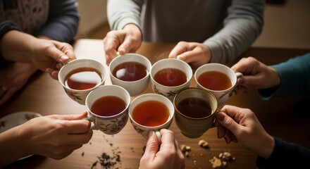 Group of People Sharing Tea Together.