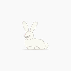 Obraz premium Adorable white rabbit illustration with long ears