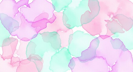 Obraz premium Pink and Mint Pastel Floral Watercolor Abstract Background