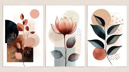 A beautiful floral art piece with pink and green leaves on white