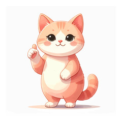 Cute cartoon orange cat standing.