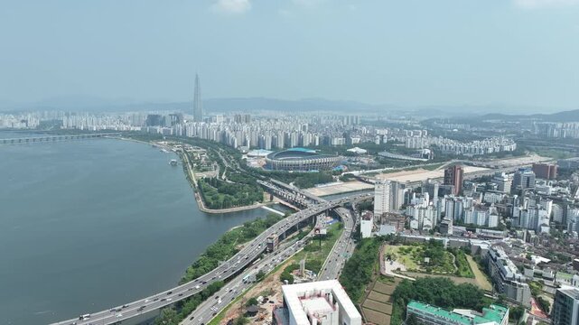 aerial view of Seoul Korea