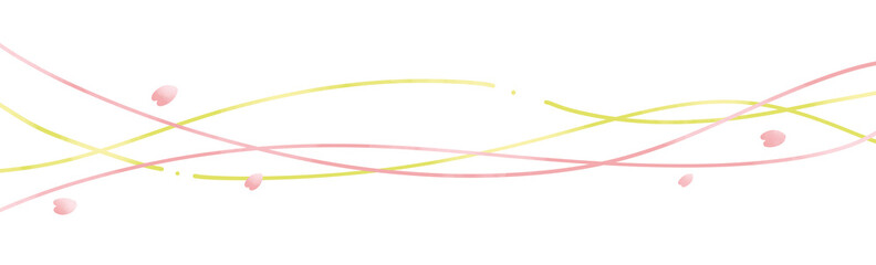 桜が舞う装飾ゆるいライン素材