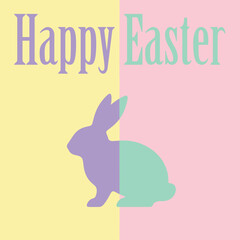 Fototapeta premium Happy Easter greeting vector design. Against a pastel yellow and pink background - Vector design.